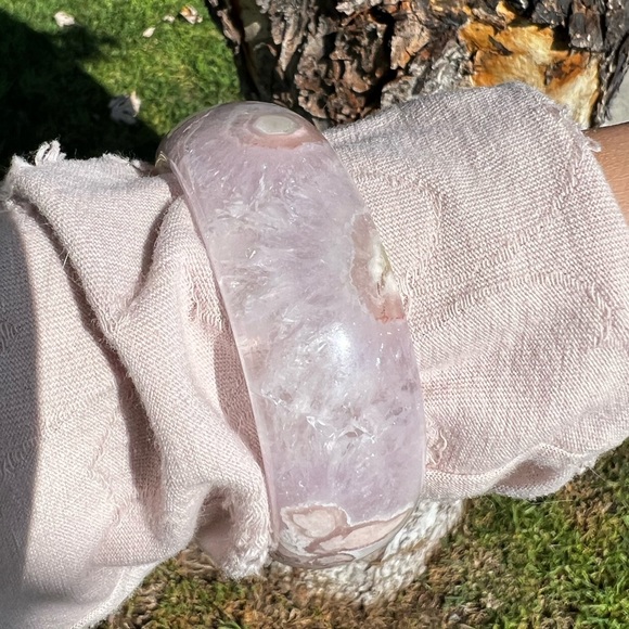 RARE Amethyst Flower Agate Bangle Bracelet - Picture 13 of 16